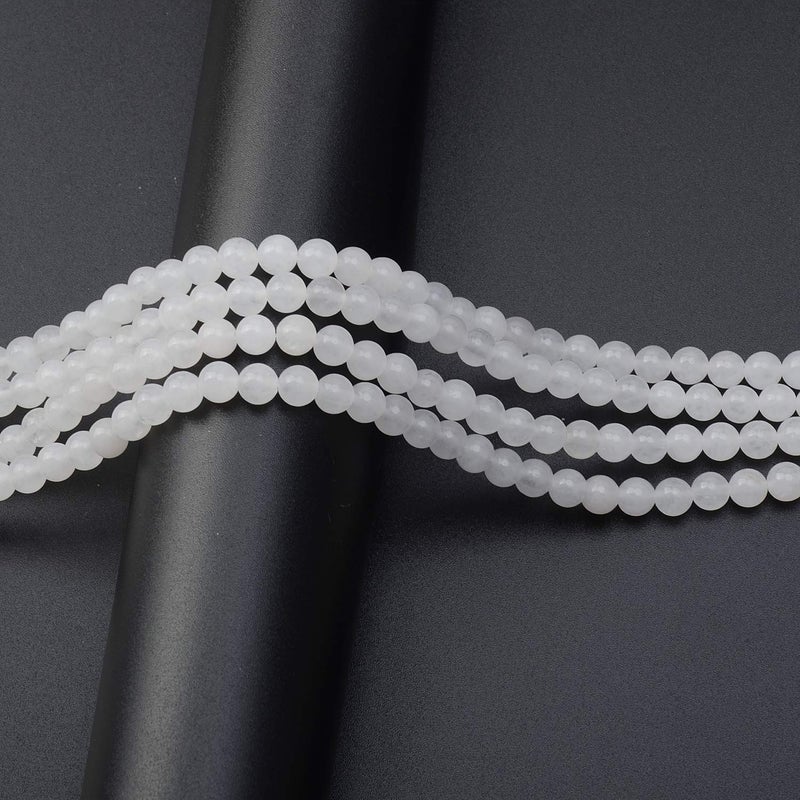LPBeads 200Pcs Polished 6mm Round Natural White Jade Gemstone Loose Beads with Stretch Cord for Jewelry Making Bracelets - Image 5